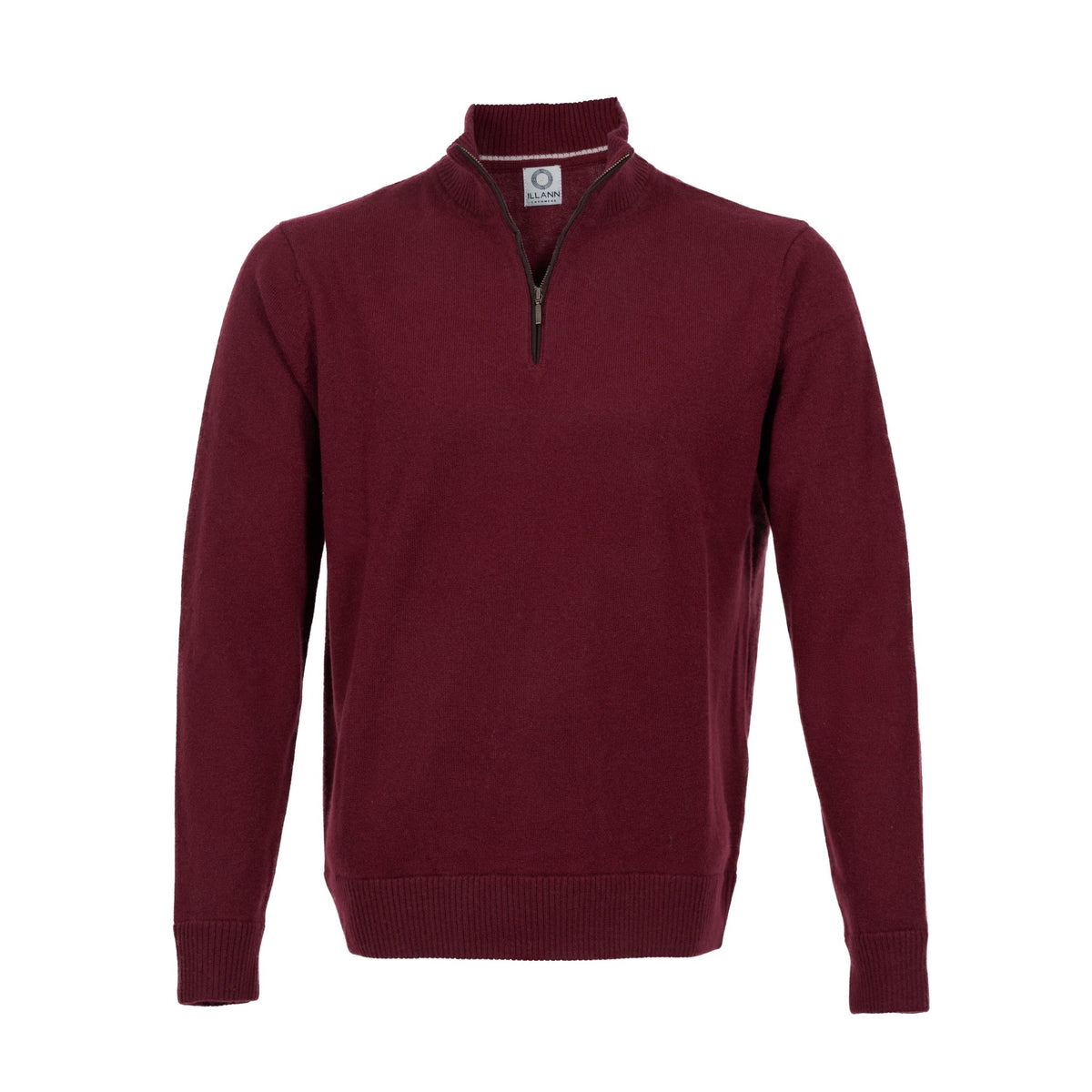 Quarter Zip Two - ply - Claret - IllannMen's Zip Neck