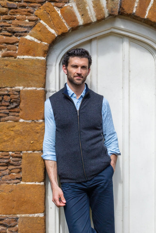 Reversible Gilet - Charcoal / Navy (Black Trim) - IllannMen's Gilet