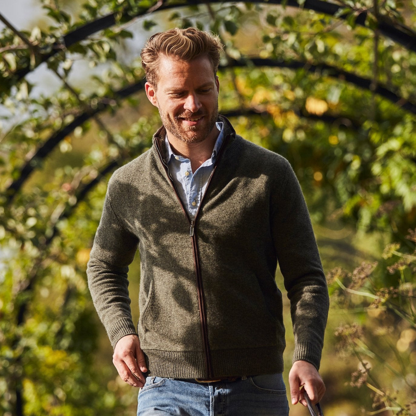 Cardigan Four ply - Olive - IllannMen's Cardigan