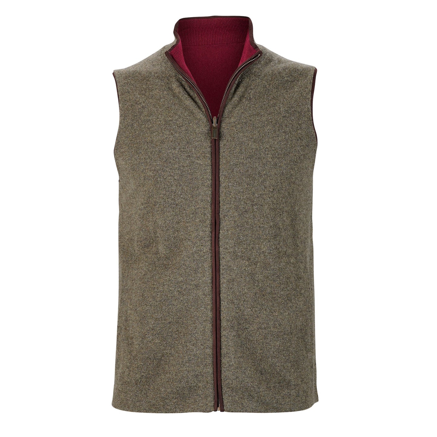Reversible Gilet - Olive / Claret - IllannMen's Gilet