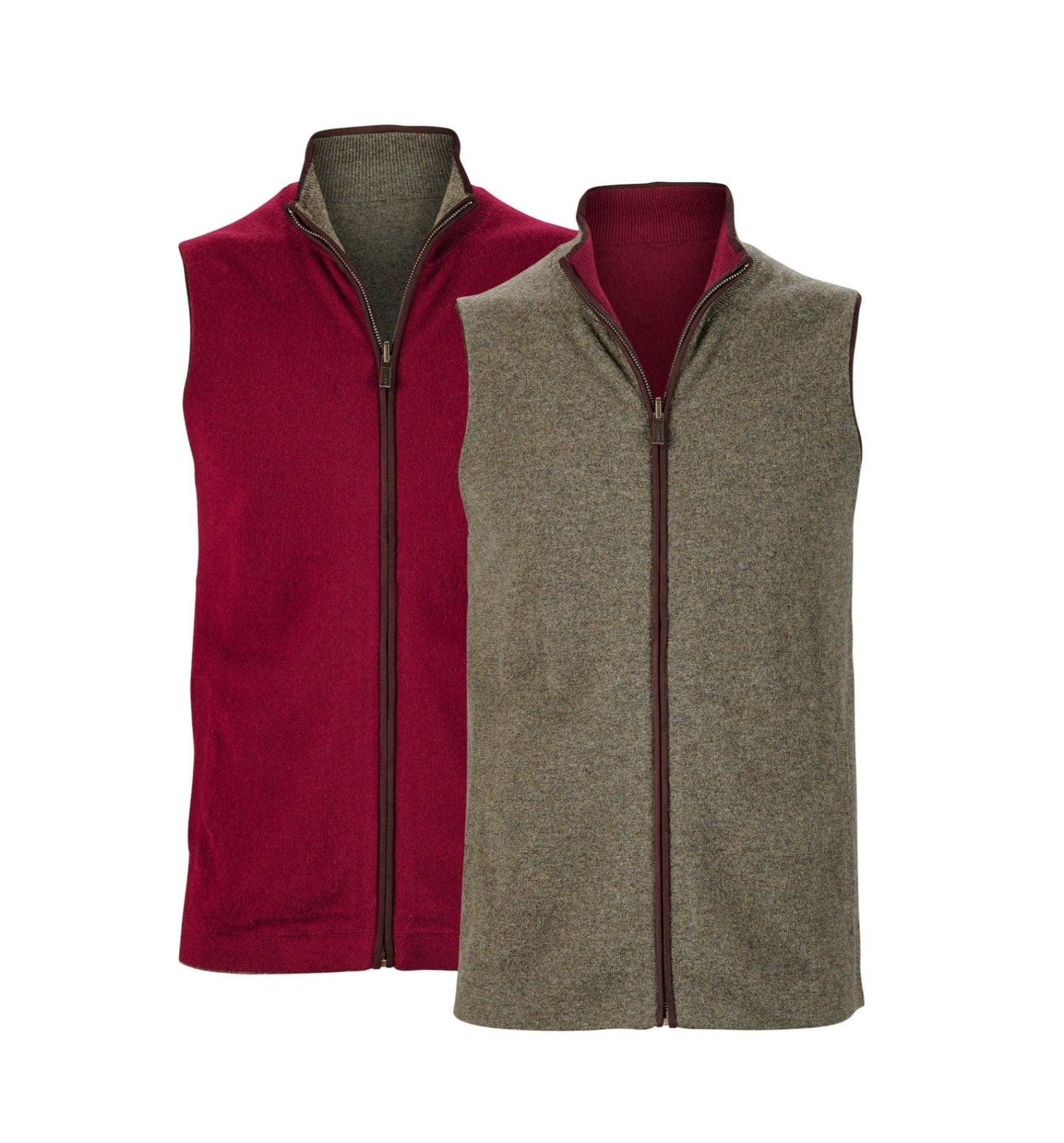 Reversible Gilet - Olive / Claret - IllannMen's Gilet