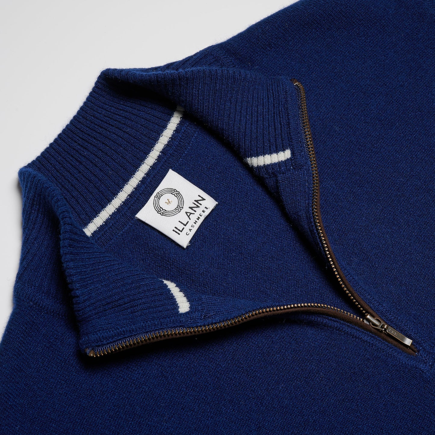 Zip Neck Two ply - Midnight Blue - IllannMen's Zip Neck