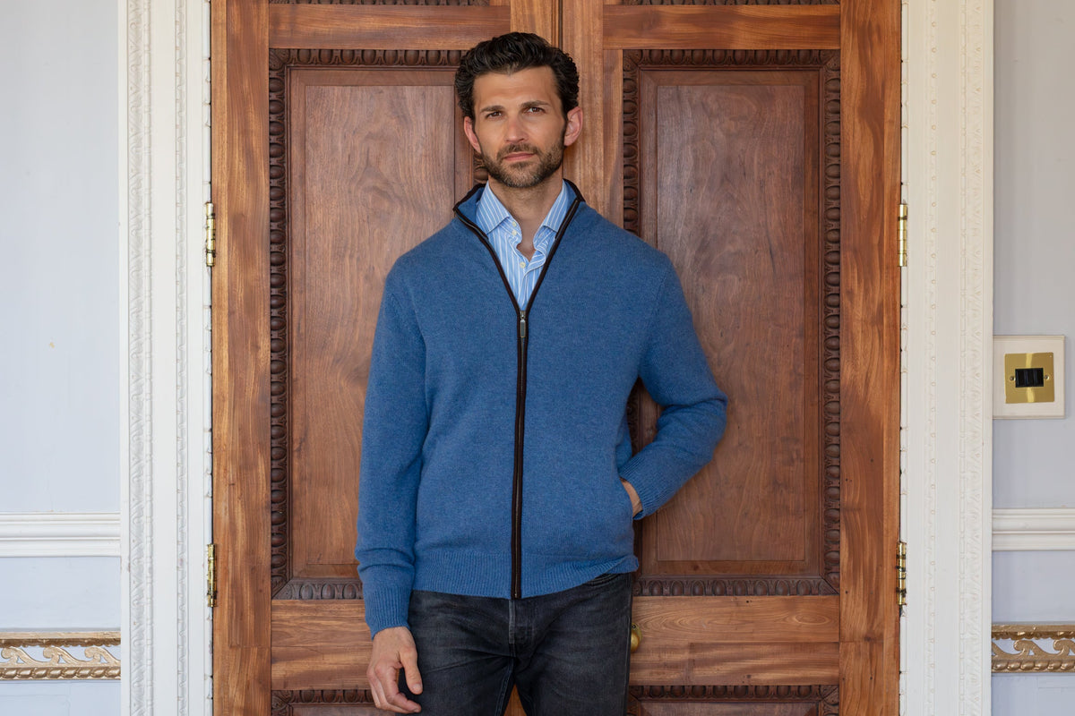 Illann Cashmere 4ply Cardigan, Baltic.