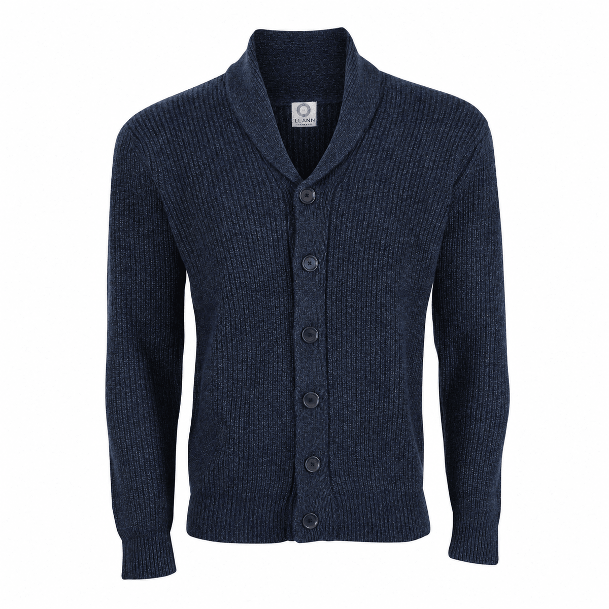Cashmere Shawl Collar Cardigan Six-ply - Navy - IllannMen's Cardigan