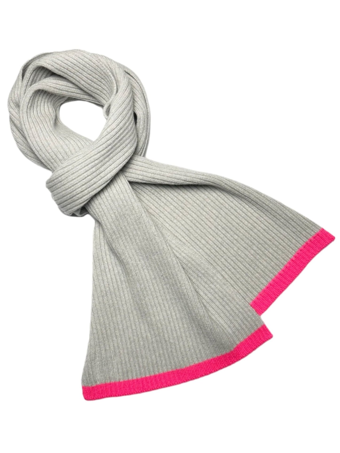 Pink - Ribbed Scarf - IllannScarf