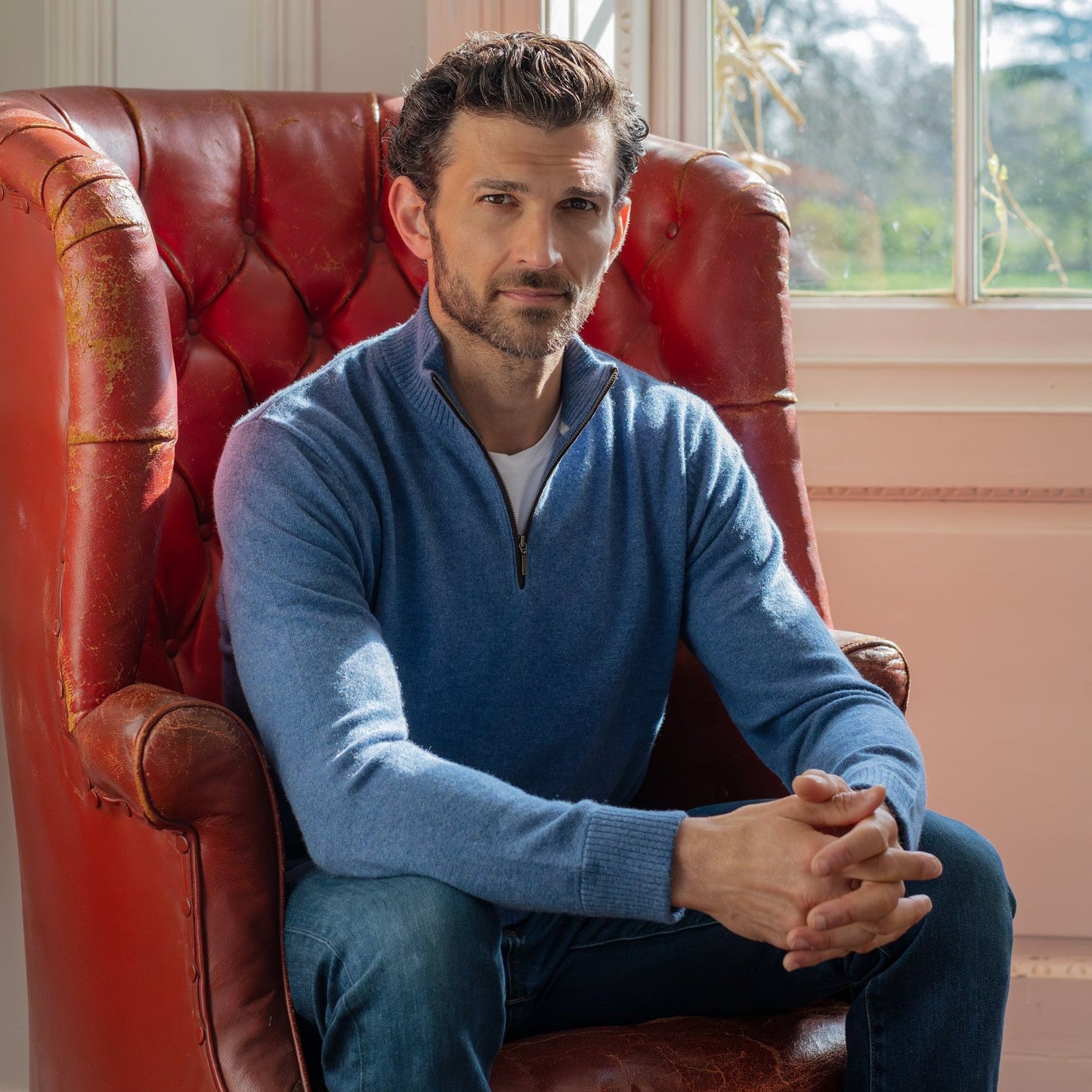 Quarter Zip Two - ply - Baltic - IllannMen's Zip Neck