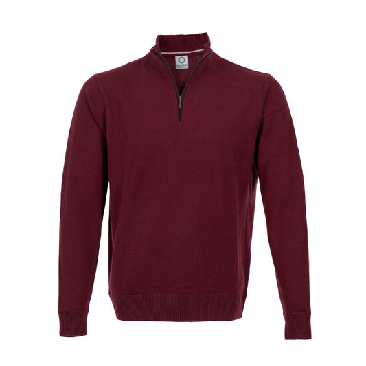 Quarter Zip Two - ply - Claret - IllannMen's Zip Neck