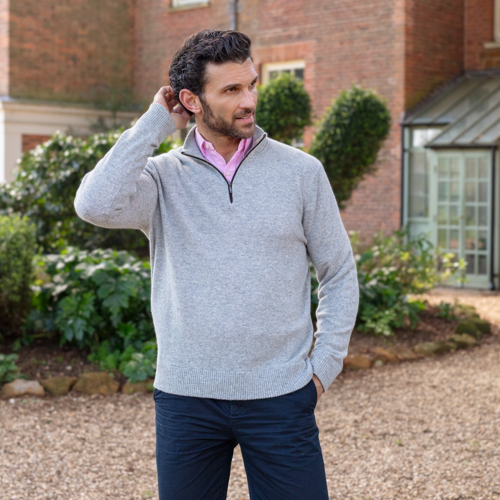 Quarter Zip Two - ply - Flint - IllannMen's Zip Neck