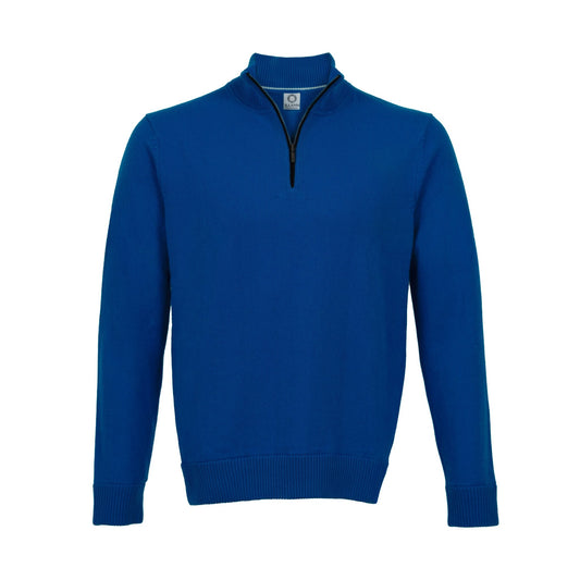 Quarter Zip Two - ply - Lapis - IllannMen's Zip Neck