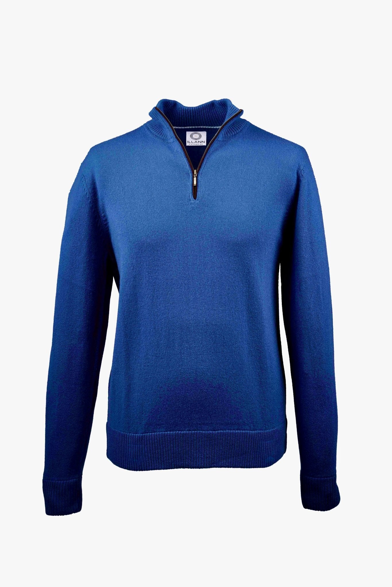 Quarter Zip Two - ply - Lapis - IllannMen's Zip Neck