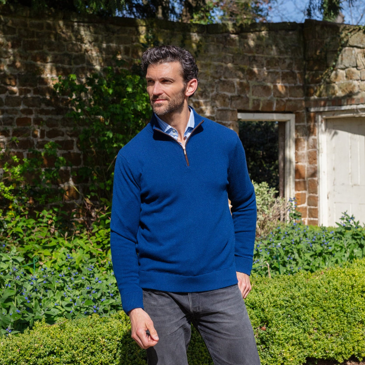 Quarter Zip Two - ply - Midnight Blue - IllannMen's Zip Neck