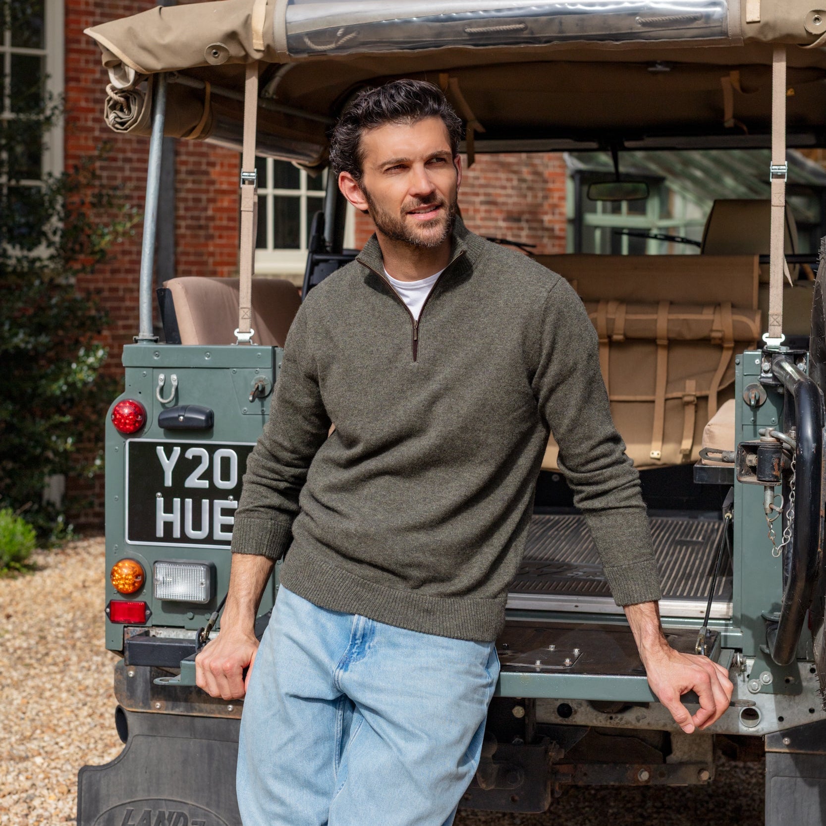Quarter Zip Two - ply - Olive - IllannMen's Zip Neck