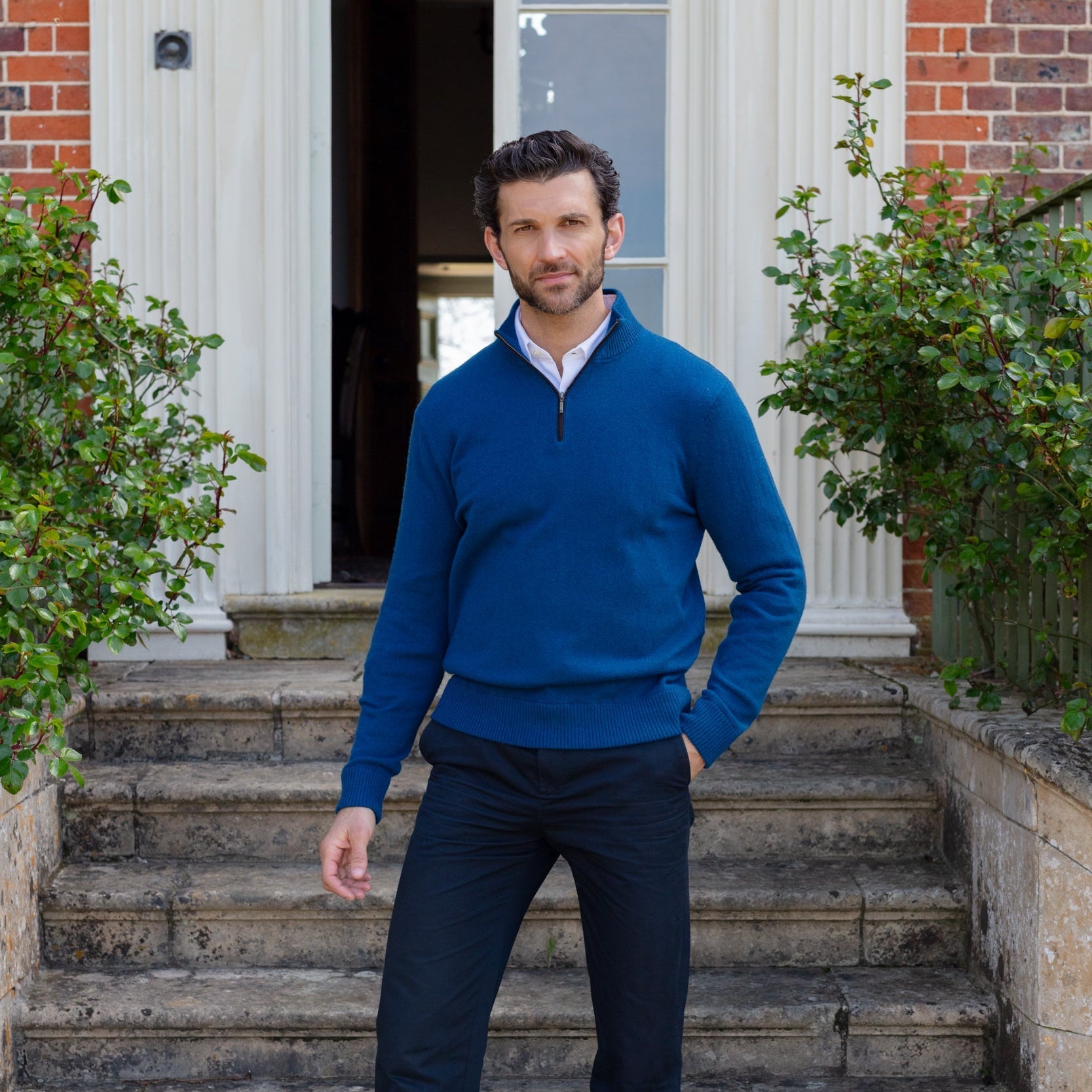 Quarter Zip Two - ply - Teal - IllannMen's Zip Neck