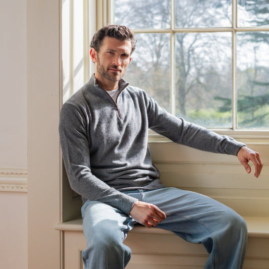 Quarter Zip Two - ply - Thunder - IllannMen's Zip Neck