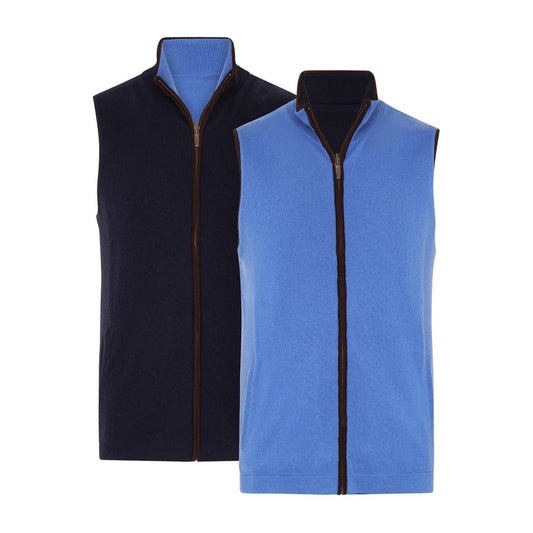 Reversible Cashmere Gilet - Denim / Navy - IllannMen's Gilet