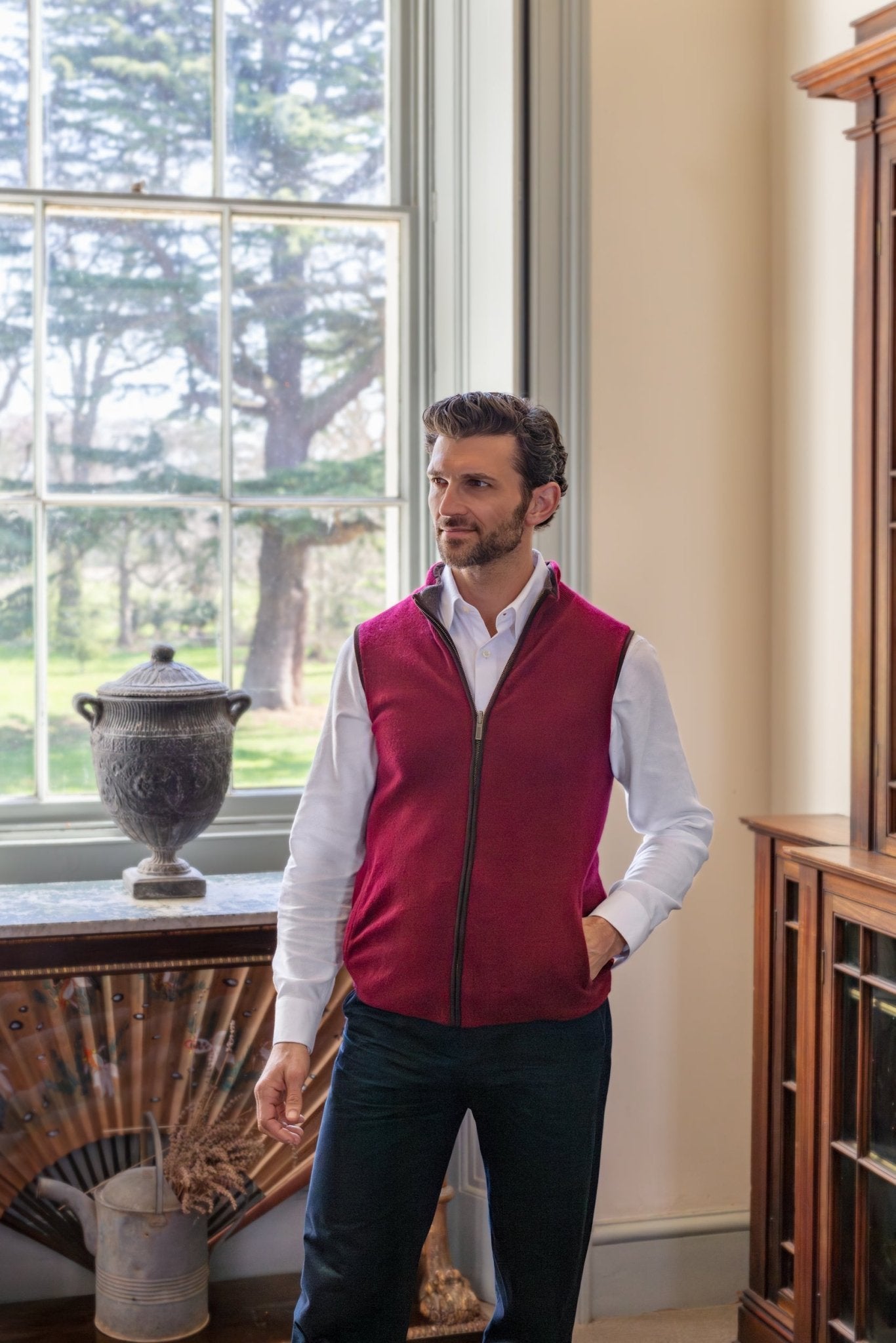 Reversible Gilet - Cedar / Claret - IllannMen's Gilet