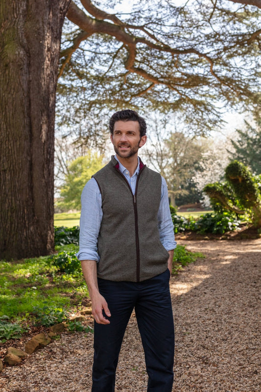 Reversible Gilet - Olive / Claret - IllannMen's Gilet