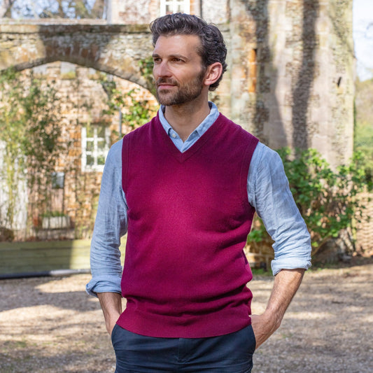 V - Neck Vest - Claret - IllannMen's V Neck