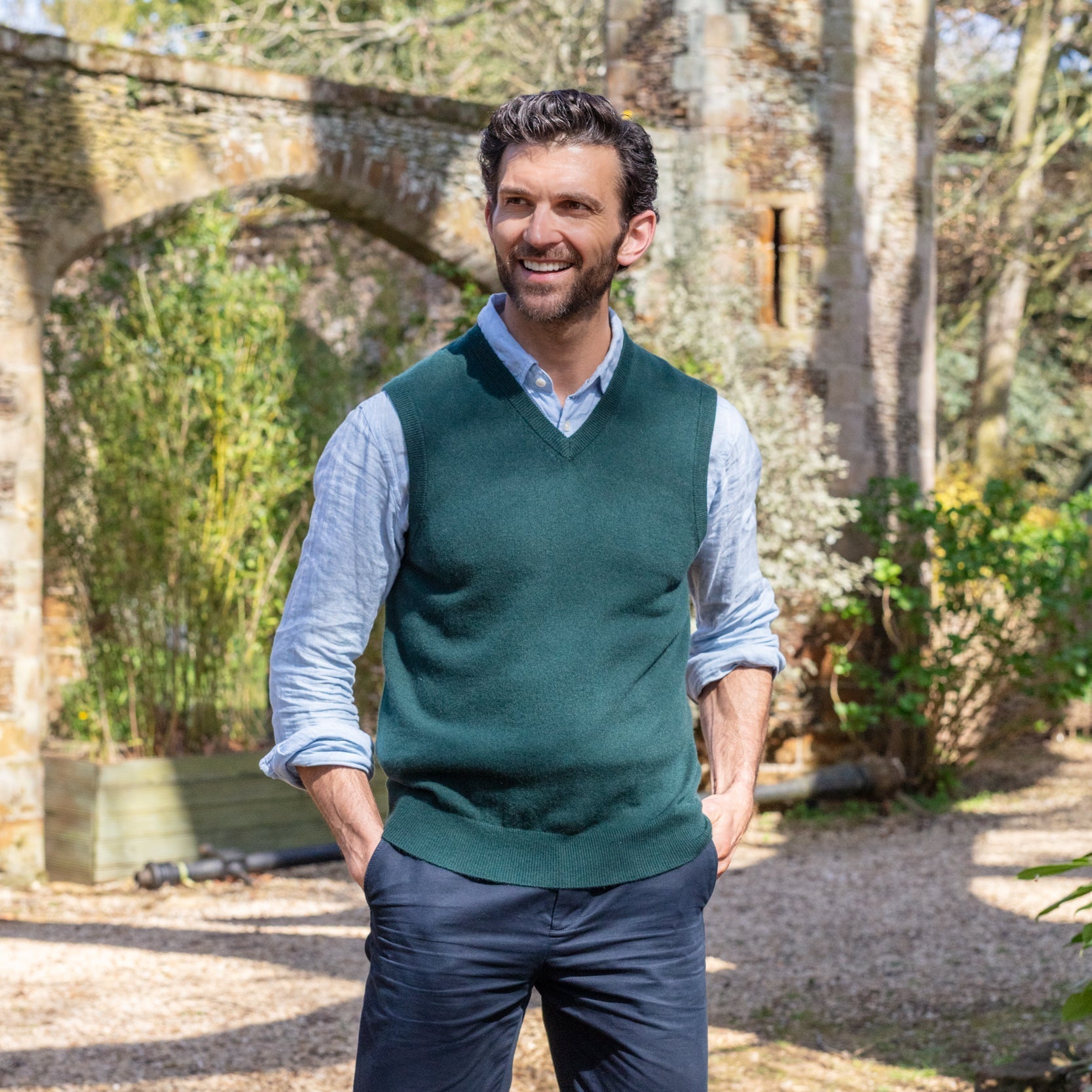 V - Neck Vest - Forest Green - IllannMen's V Neck