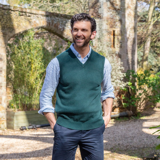 V - Neck Vest - Forest Green - IllannMen's V Neck