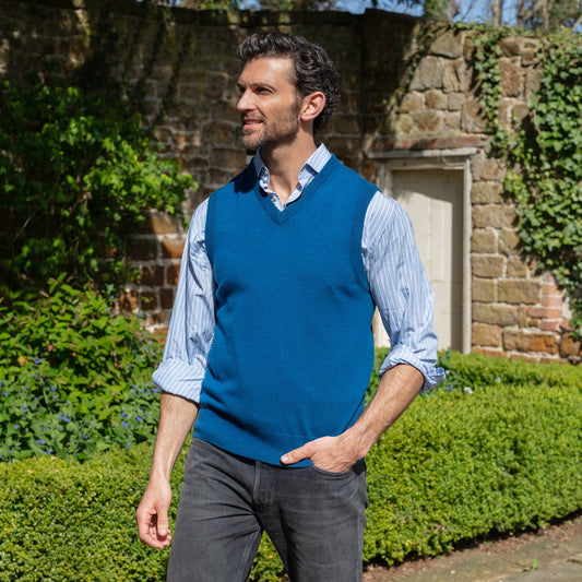 V - Neck Vest - Teal - IllannMen's V Neck