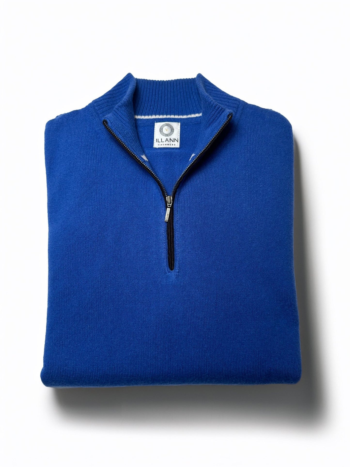 Zip Neck Two ply - Lapis - IllannMen's Zip Neck