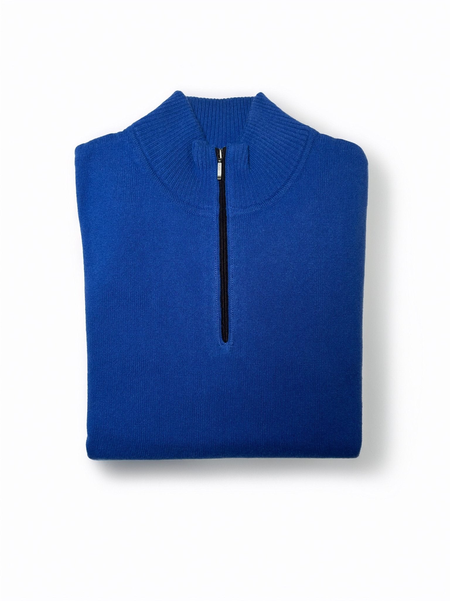 Zip Neck Two ply - Lapis - IllannMen's Zip Neck