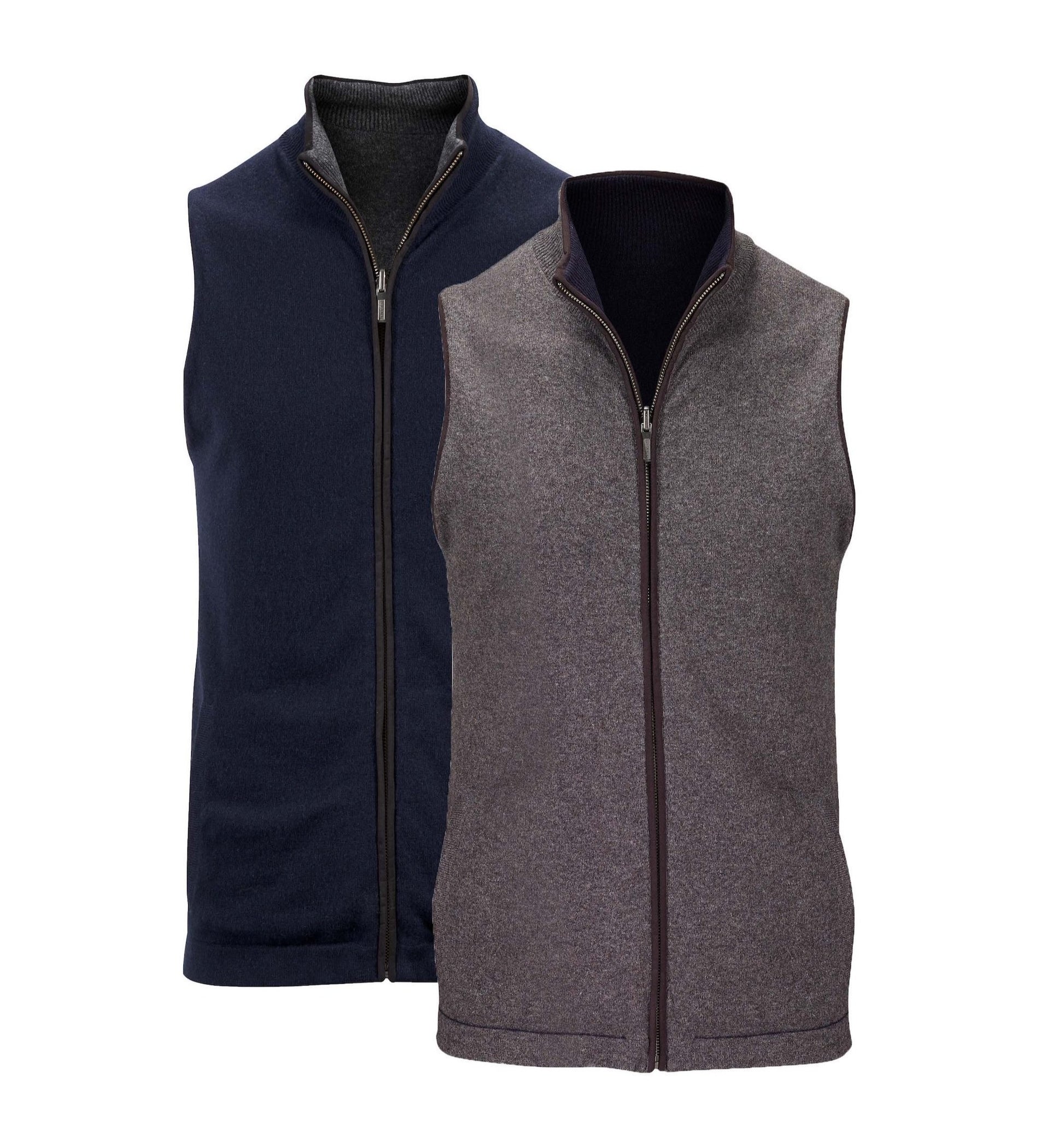 Reversible Gilet- Charcoal / Navy (Black Trim) - IllannMen's Gilet