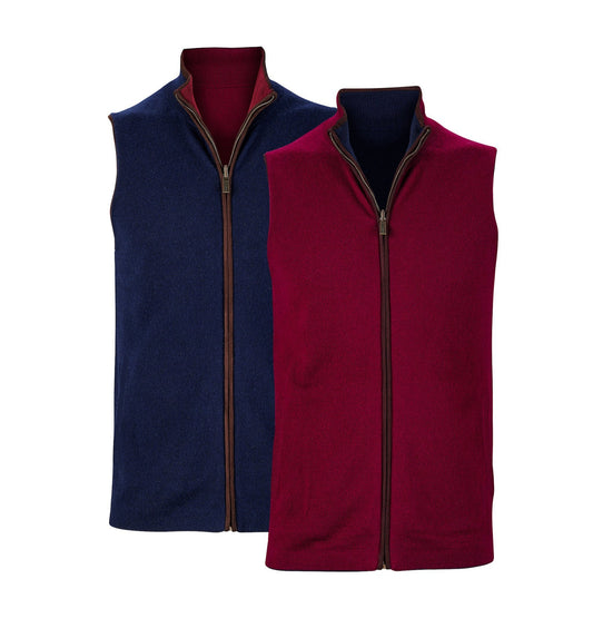 Reversible Gilet - Navy / Claret - IllannMen's Gilet