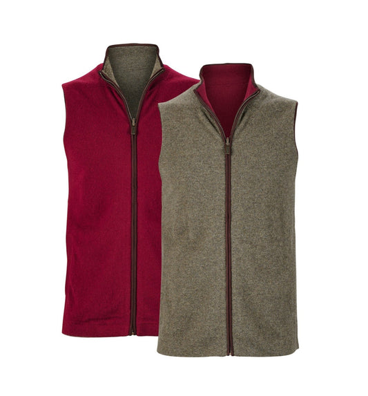 Reversible Gilet - Olive / Claret - IllannMen's Gilet