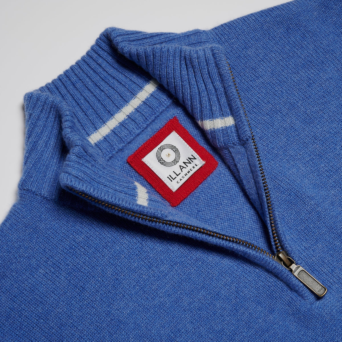 Zip Neck Four ply - Denim - IllannMen's Zip Neck