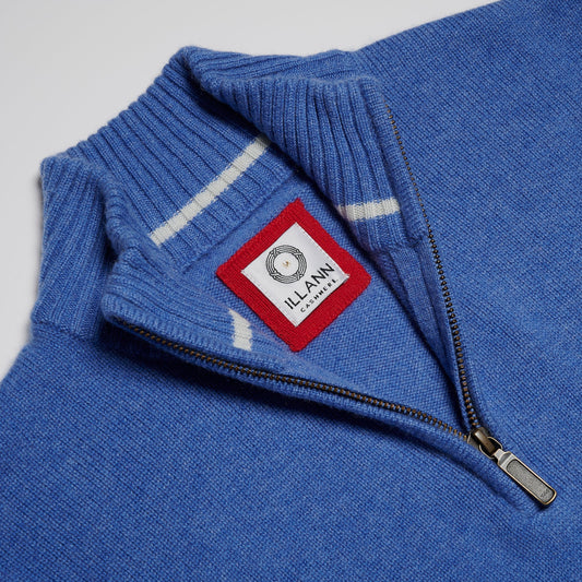 Zip Neck Four ply - Denim - IllannMen's Zip Neck