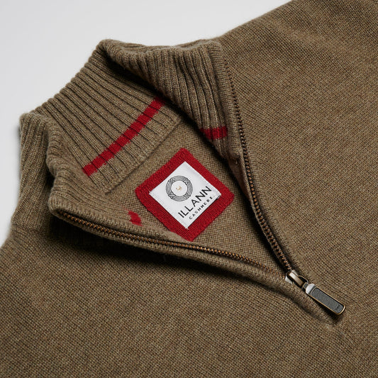 Zip Neck Four ply - Moss - IllannMen's Zip Neck
