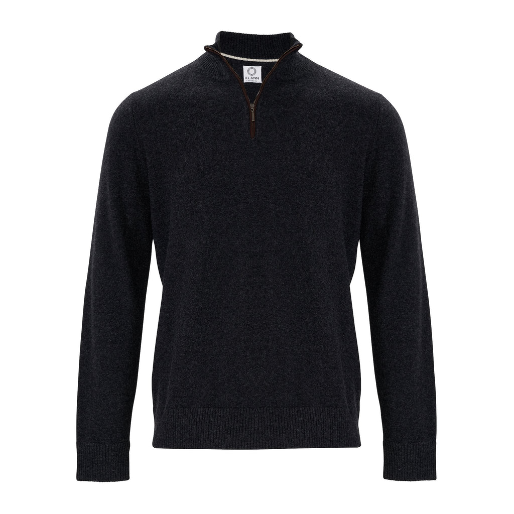 Zip Neck Two ply - Charcoal - IllannMen's Zip Neck