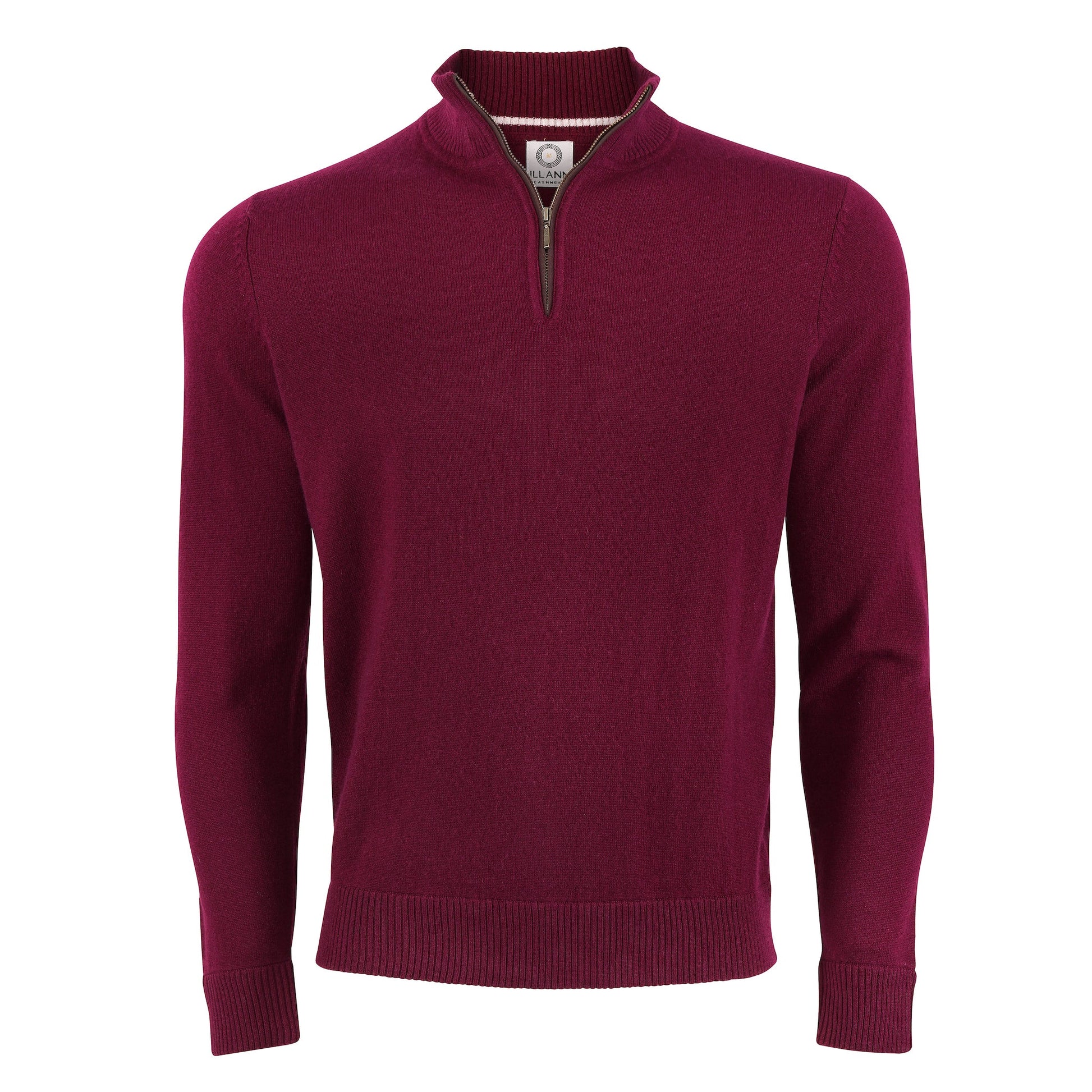 Zip Neck Two ply - Claret - IllannMen's Zip Neck