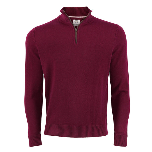 Zip Neck Two ply - Claret - IllannMen's Zip Neck