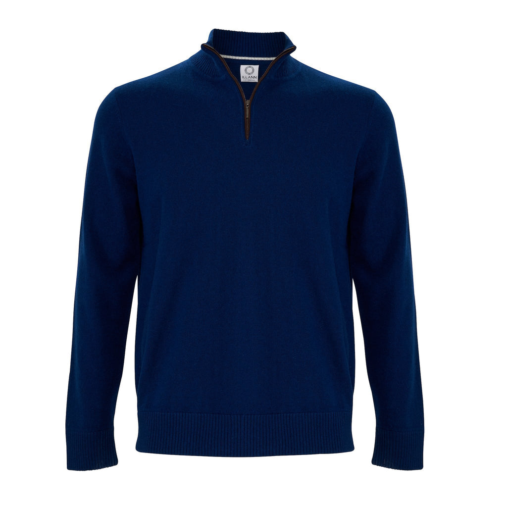 Zip Neck Two ply - Midnight Blue - IllannMen's Zip Neck