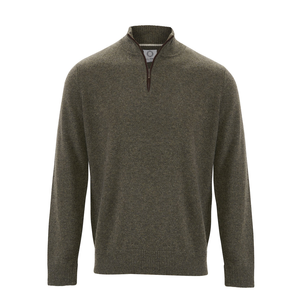 Zip Neck Two ply - Olive - IllannMen's Zip Neck